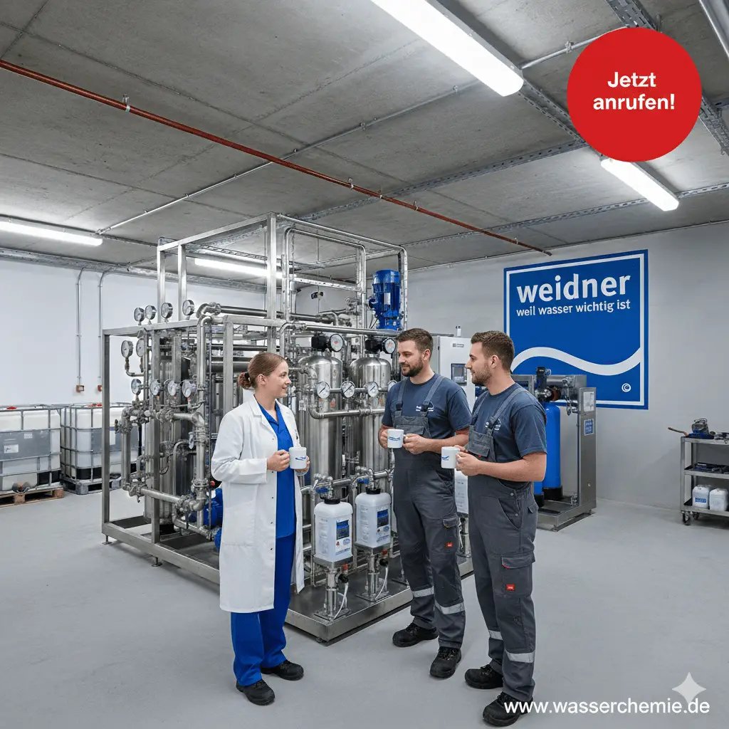 Wasseraufbereitung, weisser Raum, Maschine, Personen, Neonlicht, Kellerraum