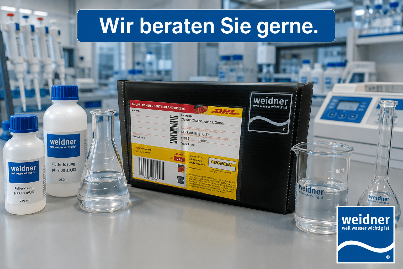 Labor, Laborflaschen, Kühlwasseranalyse-Set, Kühlturm überprüfen, Keimbelastung erkennen, frühzeitig handeln