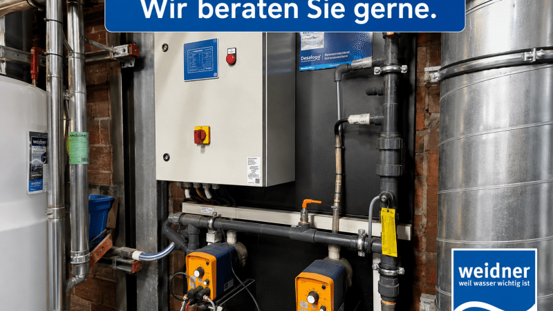 blauer Button, wir beraten sie gerne, Absalzautomatik, Dosieranlage, Überwachen eines Kühlturms